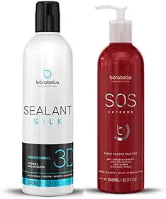 Borabella Selagem Capilar Profissional: Kit Sealant Silk 3D (380ml) e SOS Extreme - Brilho Espelhado e Redução de Volume/frizz