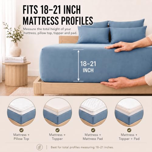 Image of CozyLux 6-Piece Queen Sheet Set, Fits 18-21 Inch Mattresses, Oeko-TEX