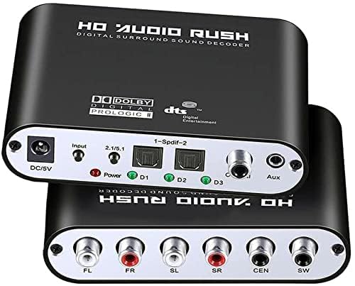 MICROWARE-5121-Audio-Rush-Digital-Sound-Decoder-ConverterOptical-SPDIF-Coaxial-to-51CH-21CH-Analog-Audio-6RCA-Output-for-Old-AV-Receiver