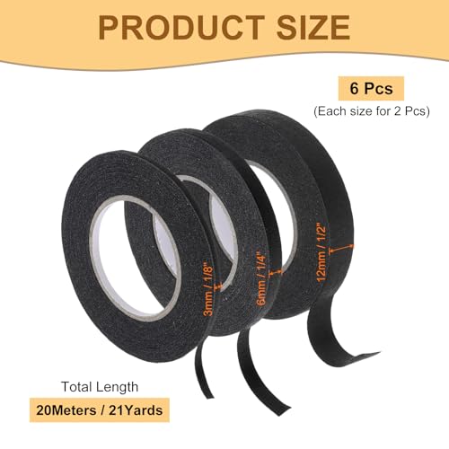 Image of Masking Tape Black Painters Tape Paper Tape [for Crafts DIY Walls Painting Packing Automotive Home Decoration Teaching]- 1 /8,1 /4,1 /2 Inch,21 Yards X6 /6 Roll