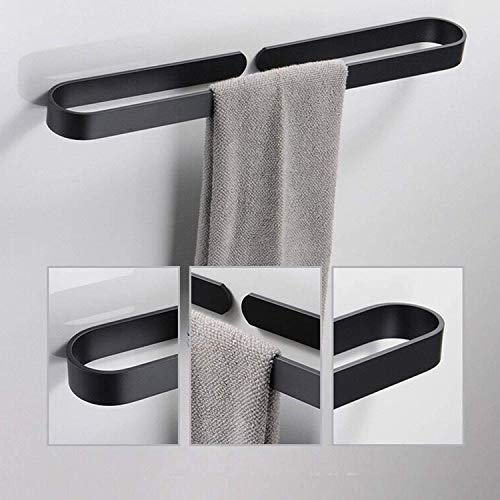 Toallero de pared negro de 30 cm autoadhesivo de aluminio para baño 7