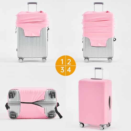 Image of Travelkin Luggage Covers For Suitcase Tsa Approved Suitcase Cover Protector, Pink, L