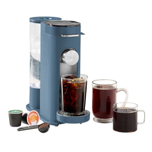 Ninja Pods & Grounds Single-Serve Coffee Maker, K-Cup Pod Compatible, 56-oz. Reservoir, 6-oz. Cup to 24-oz. Travel Mug Brew Sizes, Iced Coffee Maker, Blue, PB041BL