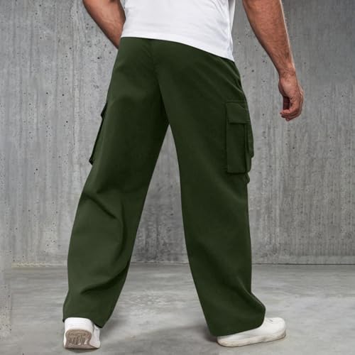 Baggy Cargo Pants Men Pull On Drawstring Elastic Waist Hiking Pants Big and Tall Mencomfy Cargo Pants with Pockets3