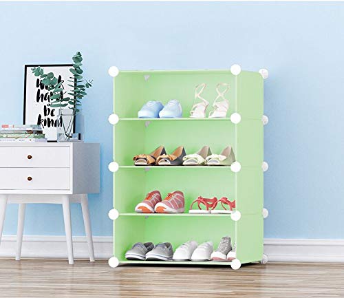 G-KAMP JAPAN® Multipurpose Portable Folding Cloth & Shoe Racks for Home Organizers with Water-Resistant Collapsible Shoe & Kids Shoe Rack (Green, 5 Shelves)
