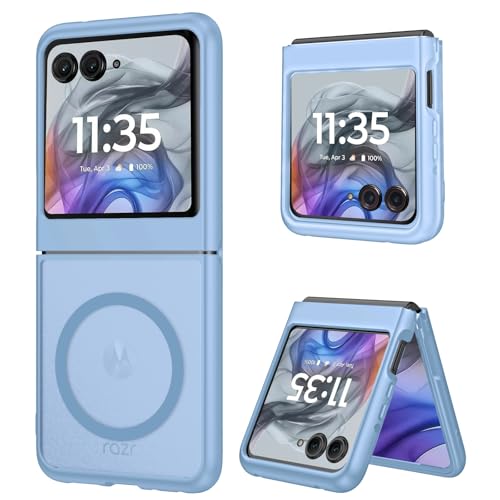 DUEDUE for Motorola Moto Razr 2025/2024 Case Magnetic [Compatible with MagSafe], Dual Layer Anti-Scratch Shockproof Slim Protective Phone Case for Moto Razr 2025/2024 6.9', Light Blue