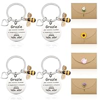 VEGCOO 4 Pz Regalo Portachiavi Maestra Fine Anno, Regali Maestre Idee Regalo per Insegnante Portachiavi, Grazie Maestre Idee Regalo per Insegnante Professoressa Regalo Maestra Asilo Elementare Medie