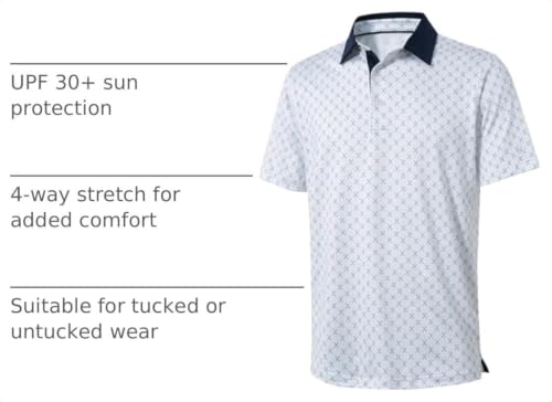 Golf Shirts for Men Dry Fit Short Sleeve Moisture Wicking Print Performance Sport Casual Men Polo Shirts - image 4