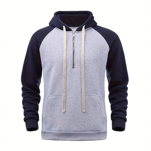 Ymosrh Men's Casual Hoodies, Long Sleeve Quarter Zip Athletic Workout Jersey Hooded Sweatshirt Pullover, S-2XL2
