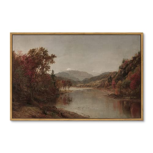 Image of ARPEOTCY Vintage Framed Canvas Wall Art, Fall Landscape Scenery Wall Decor for Living Room, 16x24 inch, Rustic Farmhouse Aesthetic Painting for Bedroom, Large Framed Art Prints, for Office