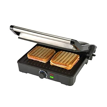 Bourgini Classic Panini Grill Plus, Tischgrill, Sandwichmaker, Antihaftbeschichteter Toaster für 2 Sandwiches, 29 x 23… – Bild 4