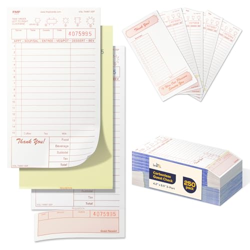 FMP Brands 3 Part Carbonless Guest Checks Pads,...