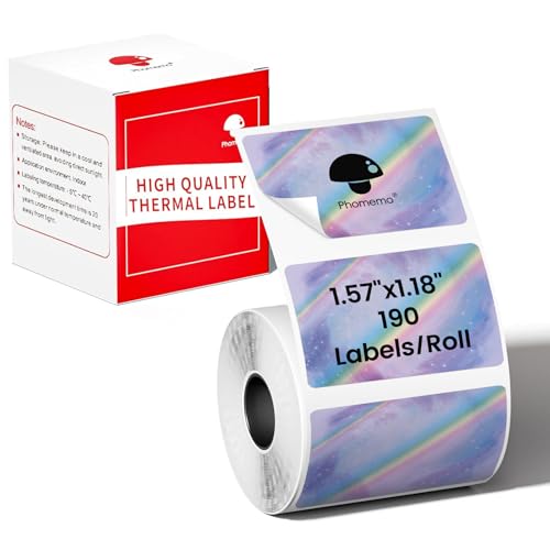 Image of Phomemo Thermal Labels - Purple Star Color Label for M110 /M100 /M220 /M250 /M108, 1.57 inchx1.18 inch(40x30mm) 190 Labels, for Small Business /Home Use, Barcode, Address, Logo, Colthing Label