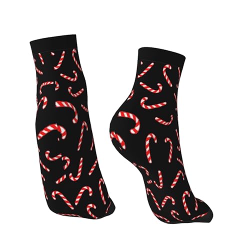 Men Women Candy Cane Print Ankle Socks Quarter Athletic Socks2
