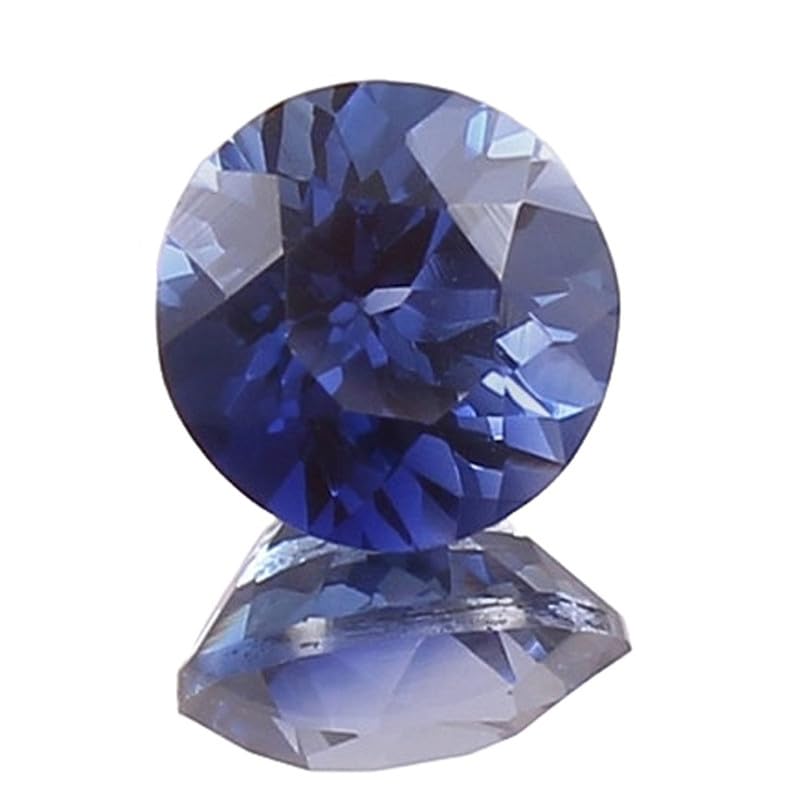 Saphir bleu naturel rond 7mm lot de 2 gemmes brillantes pour création de bagues et pendentifs DIY