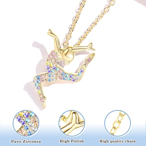 Gymnastics Necklaces for Teen Girls,Gymnastics Gifts for Girls,Cute Sport Ballerina Pendant Necklace Jewelry Birthday Christmas Gifts4