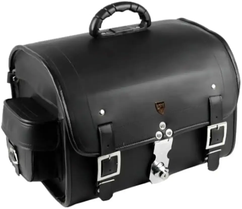 Alforge Traseiro 35l Couro Legítimo Para Capacete Com Fechadura
