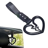 Qurbuns 2 PCS Broken Heart Shaped Car Handle Straps Hang Ring, Rear Bumper Warning Ring, Multifunctional Drift Charm for Car (Black)
