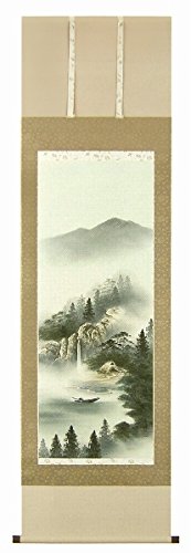 Amazon.co.jp: 小栗春峰『彩色山水』日本画 掛け軸 風景画