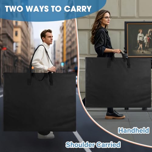 Image of ZKOO Art Portfolio Bag, Light Weight Art Canvas Portfolio Case with Nylon Shoulder Strap, Carrying Storage Case for Artwork, Poster, Sketching, and Drawing (Compatible 18 * 24 Inch-Black)