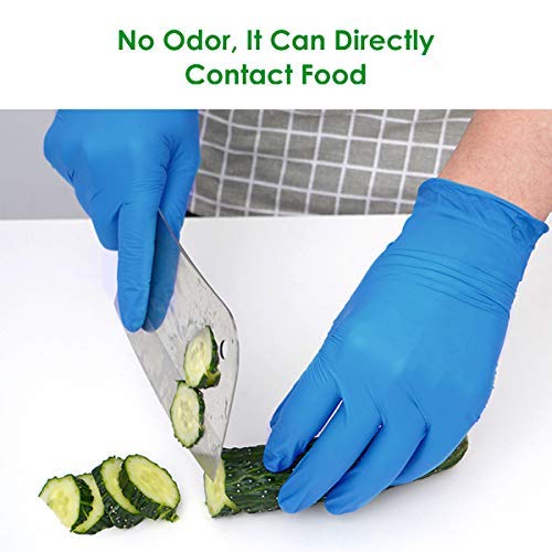 Blue Nitrile Gloves,Case of 100,4 mil Disposable Gloves,Latex Free,Powder Free,Nitrile Exam Gloves,Textured Extra Strong Cleaning Gloves for Women and Men Use,Color Blue,Size Medium - Thumbnail 5
