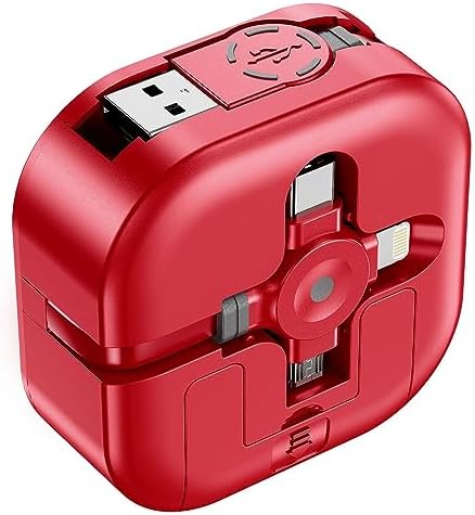 ASICENリール式充電ケーブル3in1巻き取り式 充電コード マルチ スマホ充電 iPhone/USB Type C/Micro USBケーブル