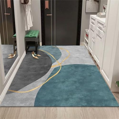 Tapis de maison design géométrique gris-bleu résistant haute qualité - 2