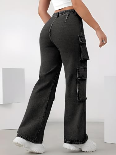 Image of CHKOKKO Women High Rise Denim Solid Regular Fit Jeans