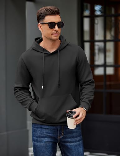 COOFANDY Men's Long Sleeve Textured Hooded Sweatshirt Casual Lightweight Hoodies Pullover Drawstring Hoodie with Kanga Pocket2