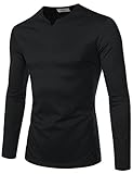 NEARKIN Sewing Line Point Long Sleeve Roundneck T-shirts