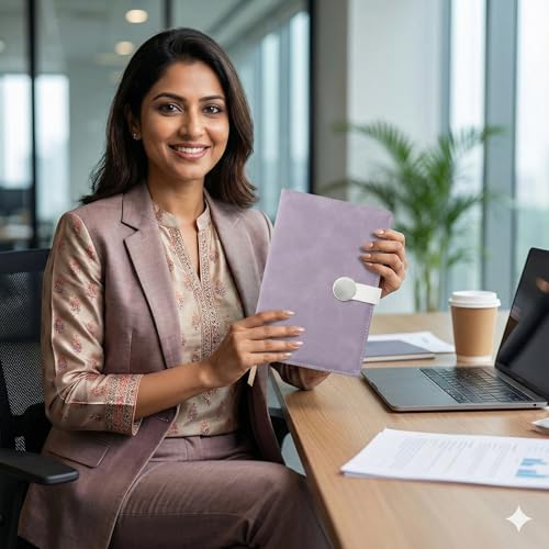 Image of A5 Journal Notebook Diary for Girls Women | Office Journal Diary Notebook with Magnetic Flip Lock (200 Ruled Pages, 6 x 8.5 Inches, 80 GSM) (Light Purple)