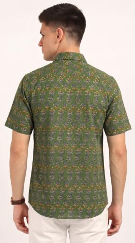 Image of BLOCKS OF INDIA Cotton Hand Block Print Half Sleeves Summer Shirt for Men
