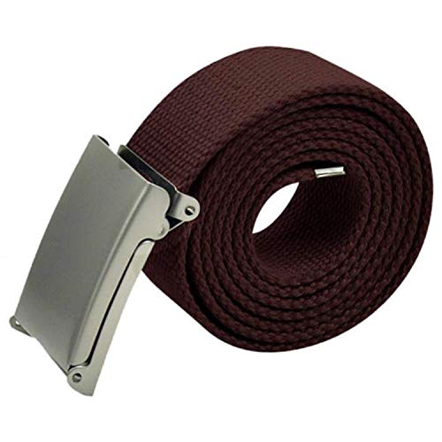 Trimming Shop Men's Webbing Belt Army Combat Style 51 Inch Dark Brown
