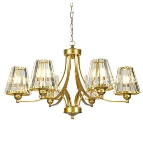 Plafonnier moderne lustre en cristal or à 6 têtes pour illuminer votre salon avec élégance