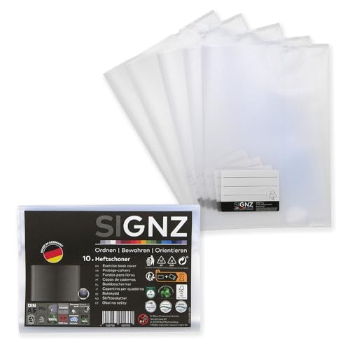 SIGNZ Heftschoner DIN A5 10 Stück hochkant transparent starke 90my (0 09mm) CO2-neutral hergestellt made in Germany