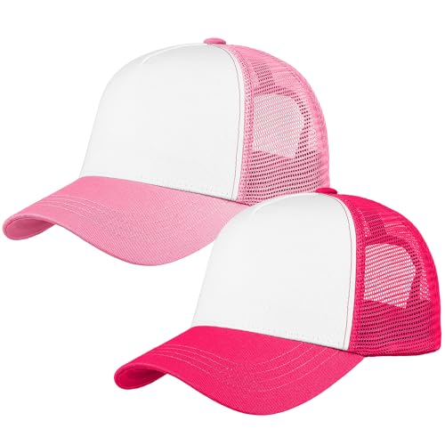 Image of Falari 5-Panel Mesh Baseball Cap, Trucker Hat, Structured Plain Design, Cotton, Adjustable Size