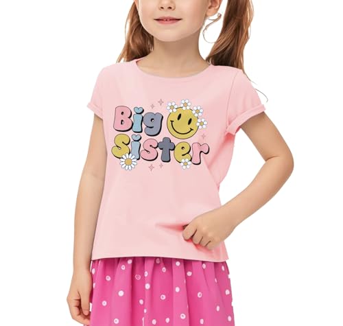 Big Sister Shirt Baby Girl Announcement Toddler Shirts Sibling Reveal Short Sleeve Cute Tee4