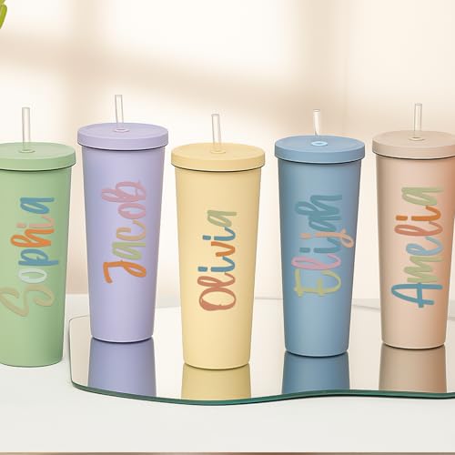 Image of 6 Sheets UV Dtf Cup Wrap Name Stickers for Water Bottles Waterproof Vinyl Decals Personalized Custom Lettering Gift Stickers for Cups Love 14-40oz Tumbler Mugs DIY Craft (Morandi)