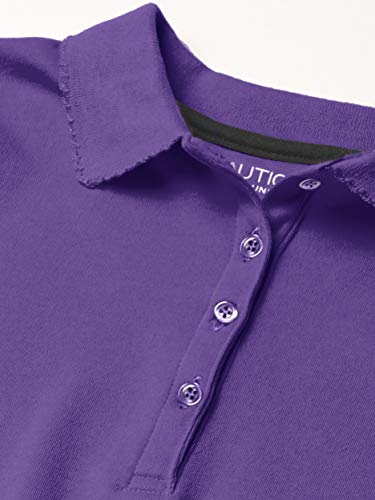 Image of Nautica Girls' School Uniform Short Sleeve Polo Shirt, Button Closure, Soft Pique Fabric