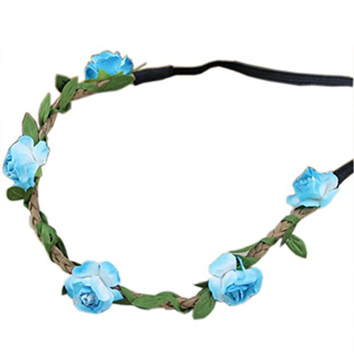 HBF8-PiecesLot-Bandeau-Elastique-de-Faux-Fleurs-Serre-tete-Florale-de-Plage-Accessoire-Cheveux-Femme-Vacances-