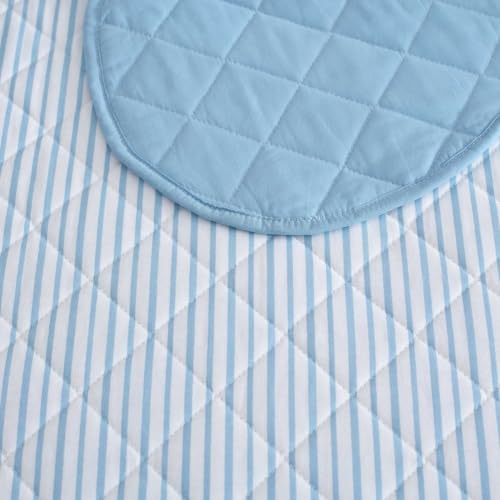 Image of Martha Stewart - Twin Cotton Percale Quilt with Sham, Reversible Bedding