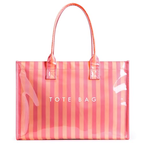 Image of KALIDI PVC Tote Bag Women's Kraft Paper Work Handbags Purses with Top Handle