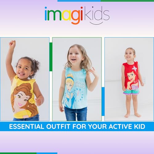 Disney Princess Cinderella Belle Moana Ariel Rapunzel Jasmine Baby Girls 3 Pack Tank Tops Infant to Little Kid2