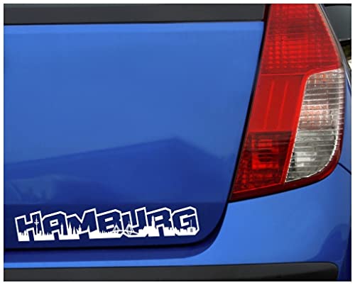 Samunshi® Aufkleber Hamburg Graffiti Schriftzug Skyline 15 x 2,5cm schwarz
