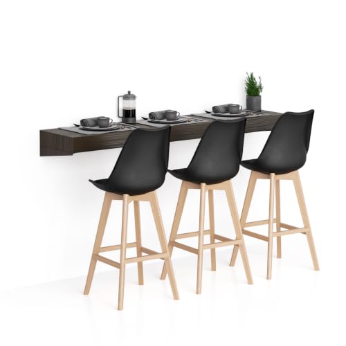 MOBILI FIVER, Barra de Bar Evolution 180x40, Nogal Americano, Mesa Flotante para Bares y Restaurantes, Cocina, Made In Italy