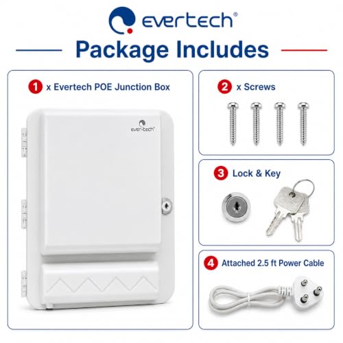 Image of Ever-tech ET-PBOD Outdoor PoE Box, Weather-Resistant Network Enclosure with 3-Socket PDU, Lockable Design and Cable Entry System, White