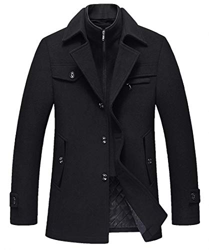 Image of Men's Classical Bussiness Style Single Breasted Plaid Wool Coat #00220237