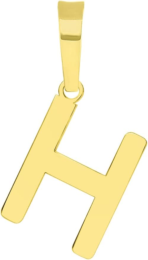Jewelry America Solid 14k Yellow Gold Dainty Mini Uppercase Initial Charm Block Letter Pendant