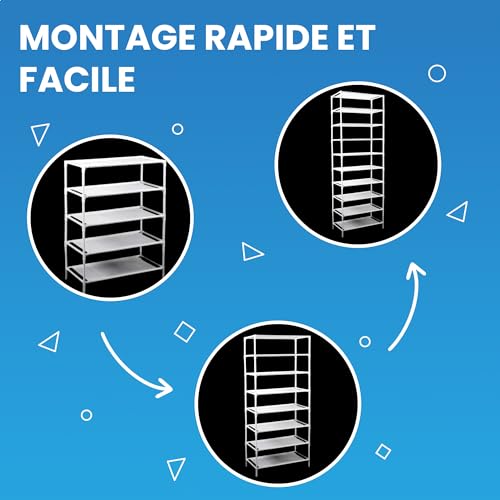 Rangement chaussure réglable Vivol grand format 10 étagères blanches