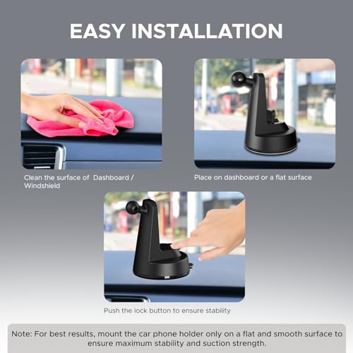 Image of Amkette iGrip Drive Compact Car Mobile Holder, Mobile Holder for car Dashboard & Windshield with 360 Rotation, One-Touch Lock&Release Function with Strong Suction Cup, Premium Dual-Tone Glossy Design